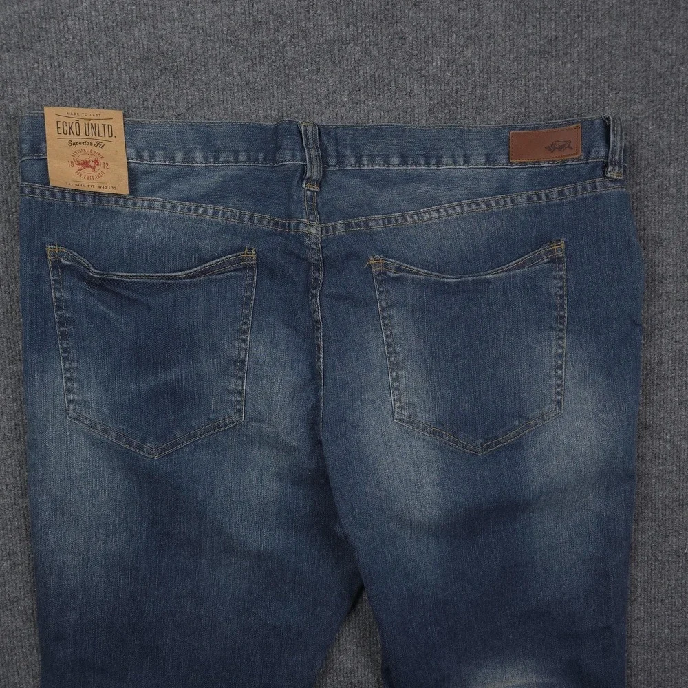 Ecko Unltd Jeans Mens 40x32 Blue 711 Slim Fit Tapered Stretch Denim Casual